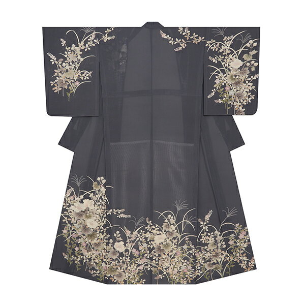 Rakuten - 染の川勝芙蓉の花と秋草の模様手描友禅　絽　訪問着【未着用品】
