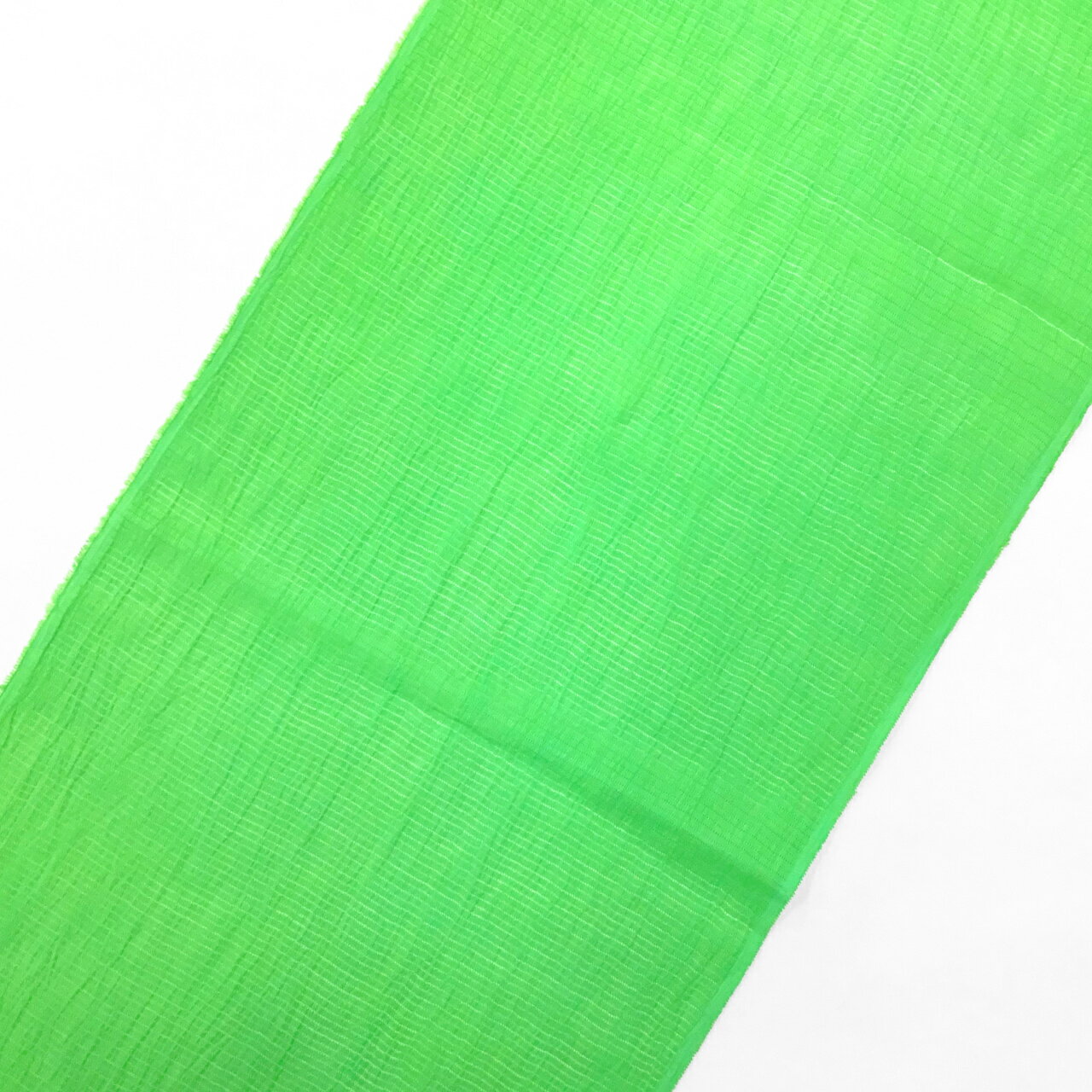 【おつとめ品！】衿秀夏帯揚げ別染　明るい緑色手もみ風本麻　絽無地【新品】