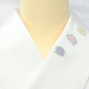 半衿 塩瀬 手刺繍ワンポイント柄雲 緑×桃×紫絹100%金属糸使用【かわの屋オリジナル】【新品】