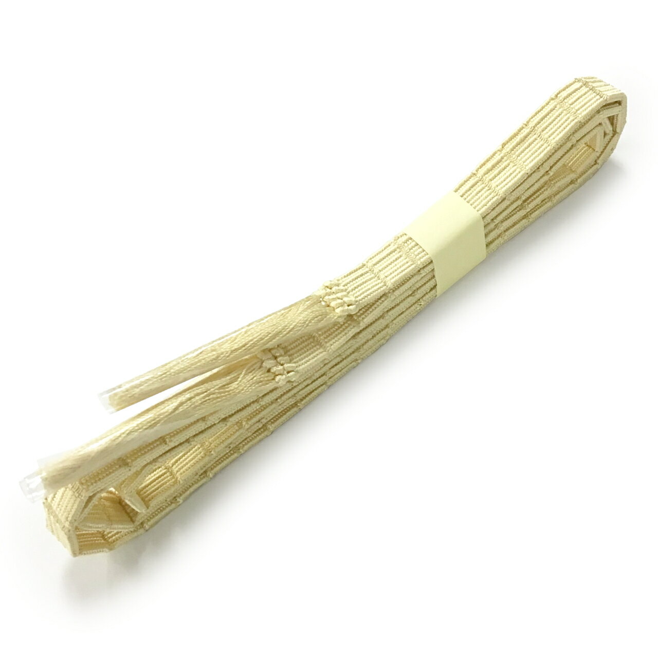 人間国宝　細見華岳綴れ織　帯締め手組み女郎花色【中古】のサムネイル