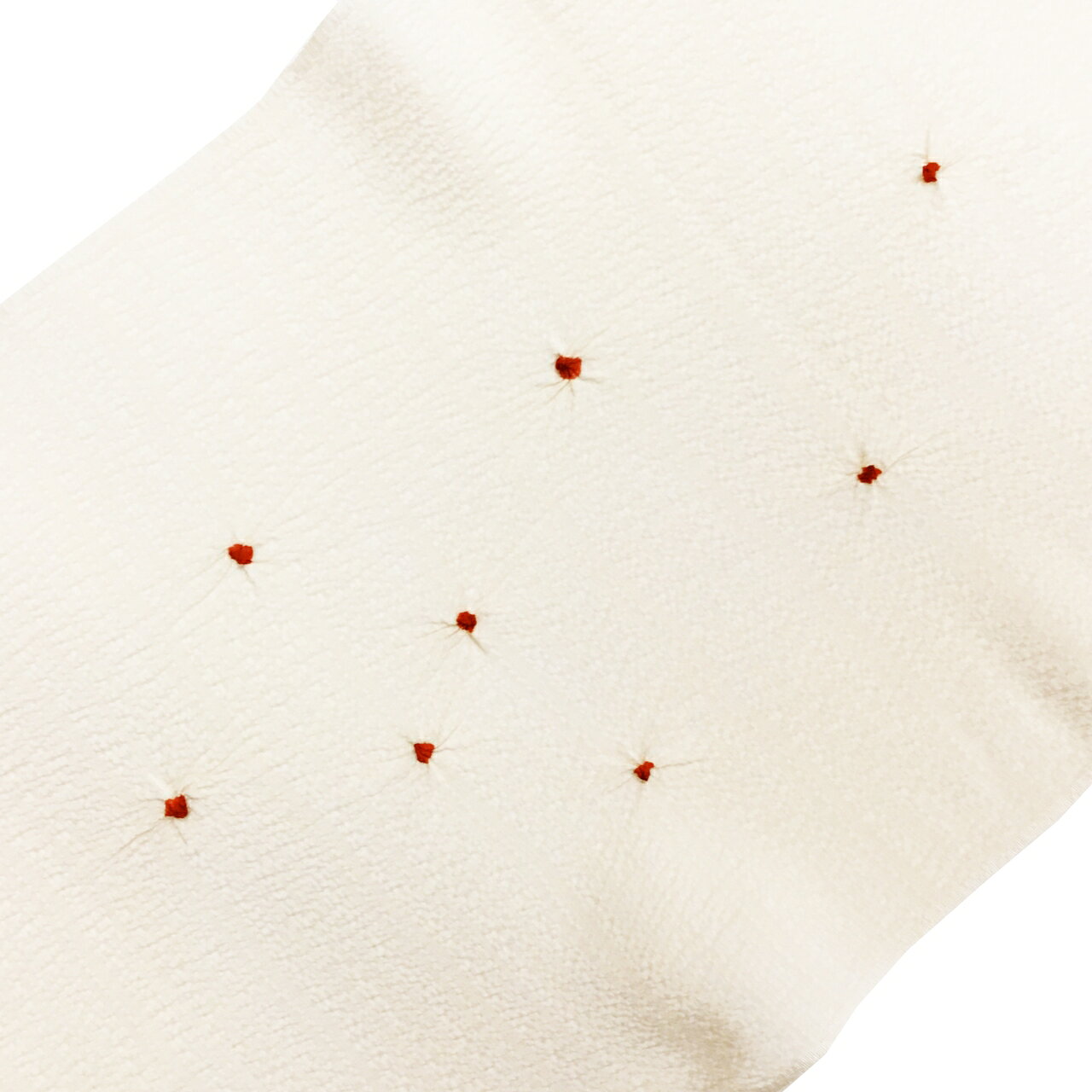 帯揚げ生成り色に真紅色絞り染め【未着用品】