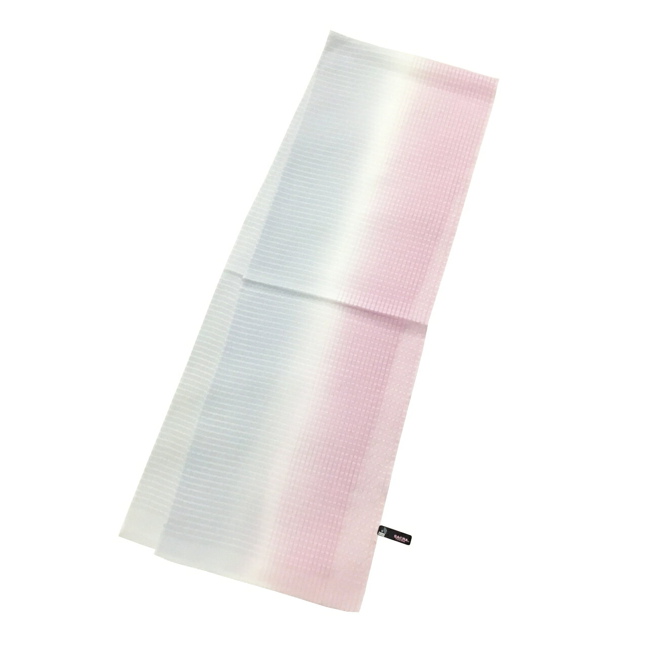 和小物さくら夏帯揚げ半分経絽縦暈し鴇色と白鼠色【新品】