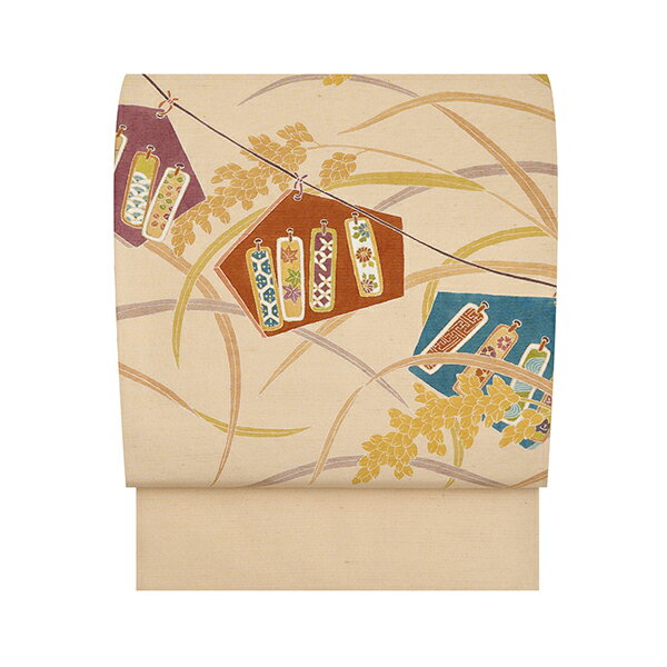 伝統工芸士　倉谷憲明稲穂に鳴子の模様東京友禅　名古屋帯【お仕立て上がり】...