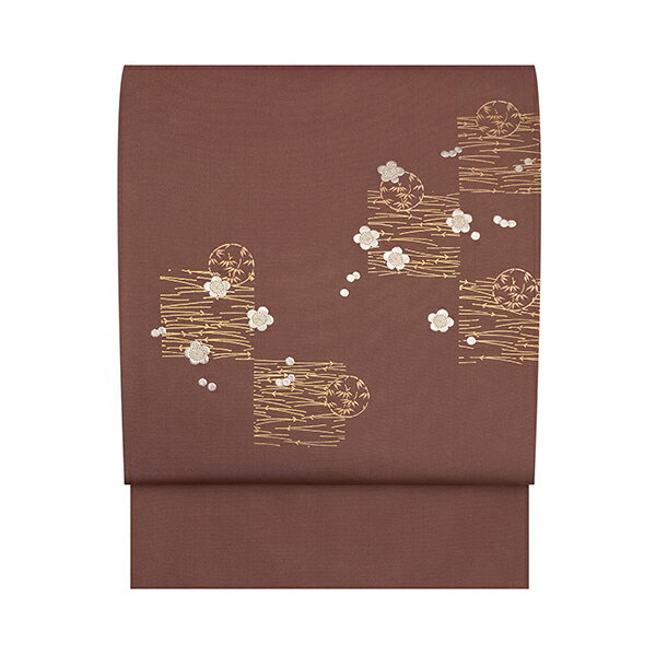 えり善扱松竹梅の模様 金彩と銀彩 名古屋帯【未着用品】