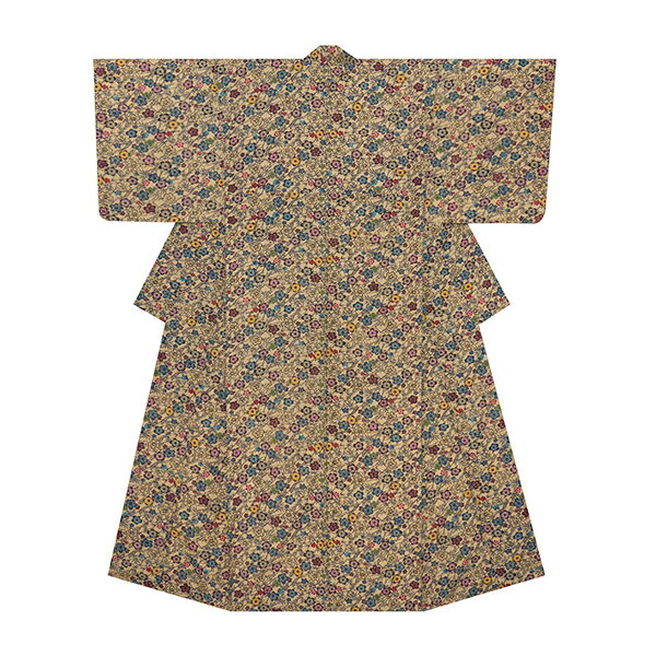 本場琉球紅型 梅と笹の模様小紋 袷着物【未着用品】