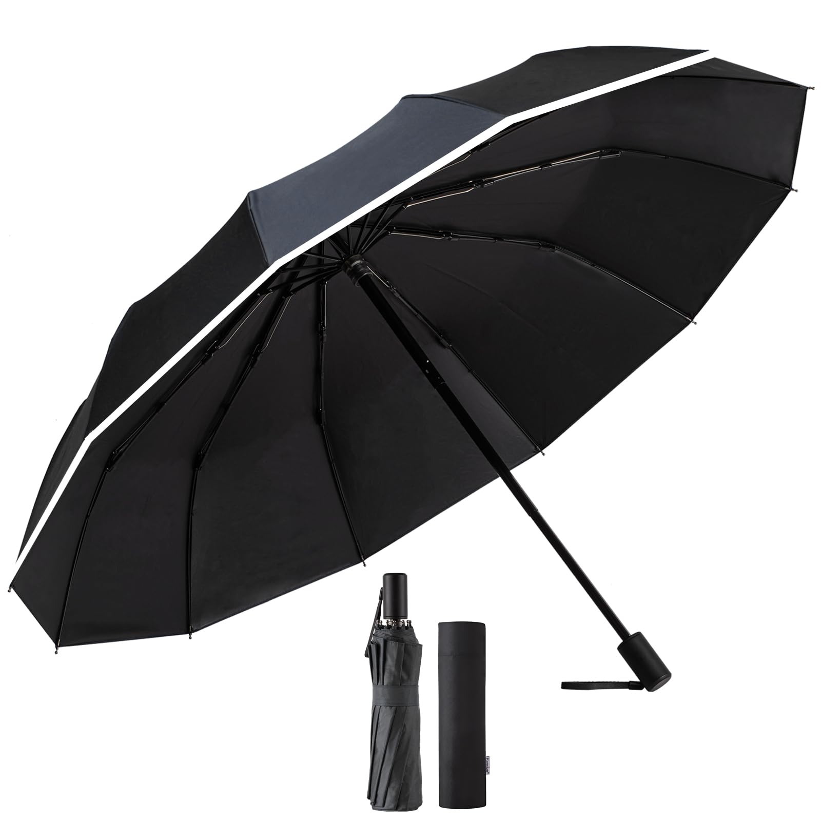 konciwa 新登場 特大12本三段骨 紳士折りたたみ傘 折りたたみ傘 ワンタッチ 自動開閉 ダブル傘骨 大きい 折り畳み傘 メンズ傘 男子日傘 雨傘 ビックサイズ UVカット耐風撥水 梅雨対策 台風対応 収納ポーチ付き メンズ レディース 父の日 プレゼント ギフトのサムネイル
