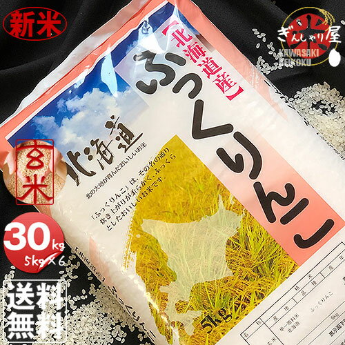 新米 令和元年産 北海道産 ふっくりんこ 玄米 30kg (5kg×6袋セット)＜玄...