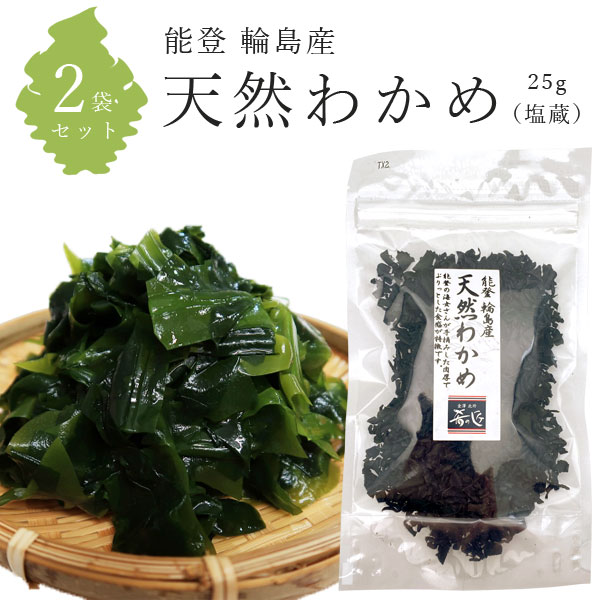 【2袋セットメール便で送料無料(3cm)】 ホクチン 能登 輪島産 天然わかめ（塩蔵） 25g×2袋 ※メール便配送 乾燥わかめ 塩蔵わかめ 国産 石川県産 北陸産 能登産 1000円ぽっきり [T.1474.1.SE]