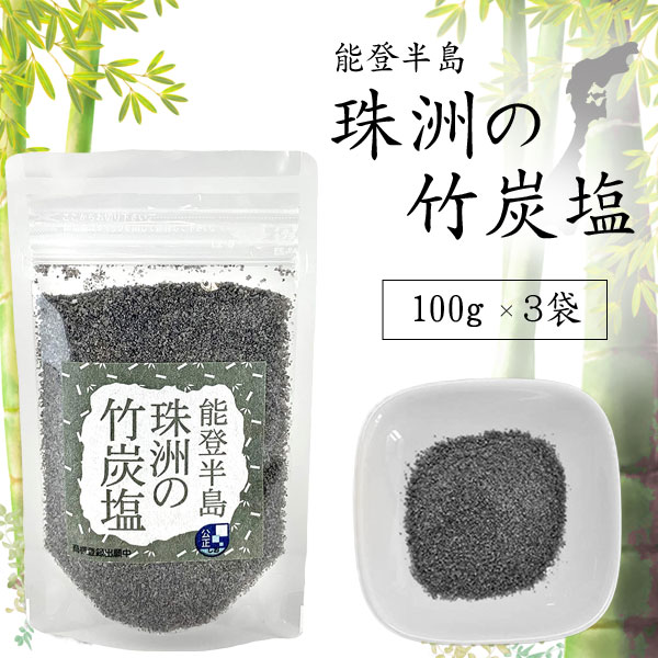 【5袋セットメール便で送料無料(3cm)】 能登半島 珠洲の竹炭塩 100g×5袋 新海塩産業※メール便配送塩 海塩 調味料 平釜手造 [T.1824.-.SE]