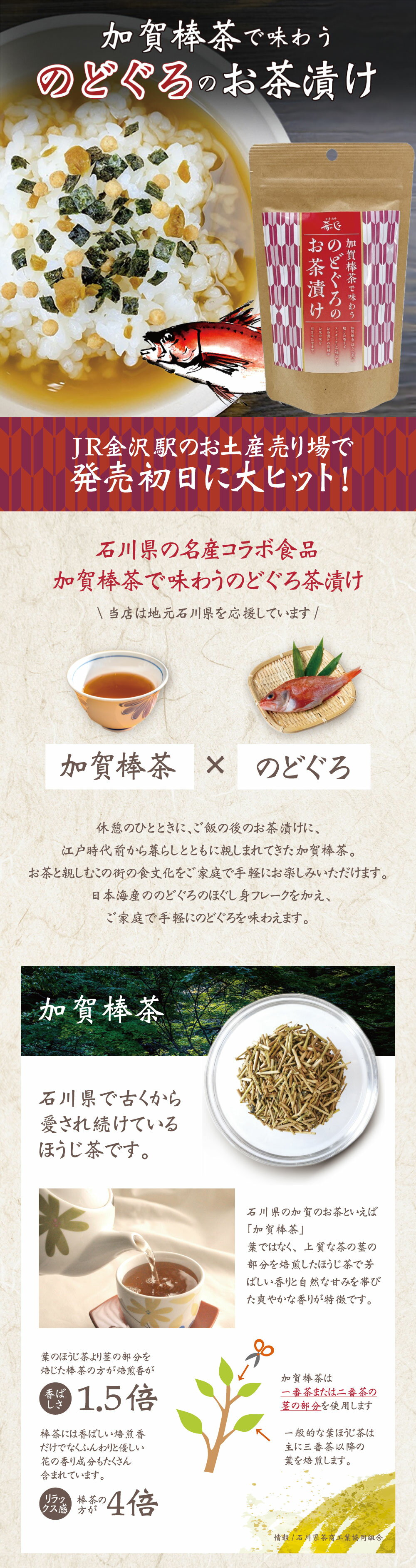 【5袋セット送料無料】 ホクチン 加賀棒茶で味わう のどぐろのお茶漬け（4食入）×5袋※北海道・九州・沖縄県は送料無料対象外 ノドグロ茶漬け のどぐろ アカムツ 石川県 お土産 手土産 [T.1534.1.SE] 3