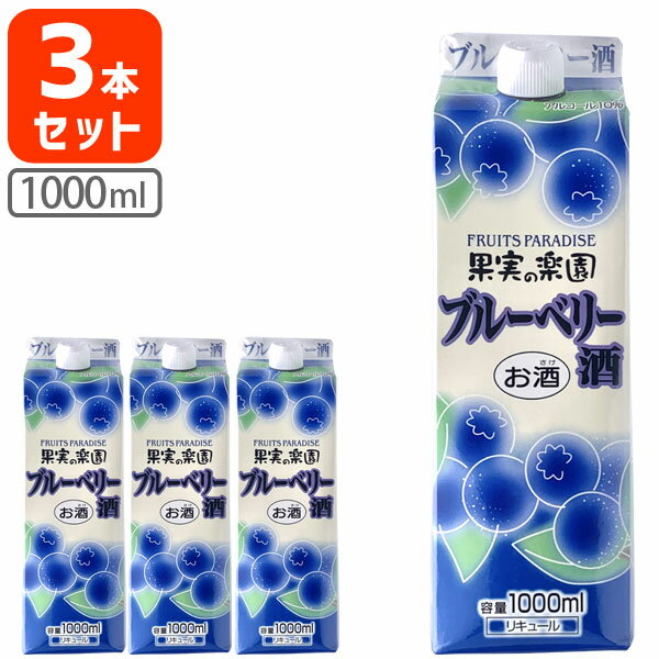 【3本セット送料無料】 合同酒精 果実の楽園 ブルーベリー酒 1000ml×3本 ※北海道・九州・沖縄県は送料無料対象外 果実酒 [T.1703.0.SE]