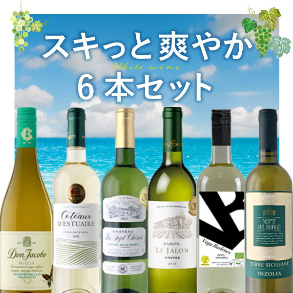 【6本セット送料無料】夏にもおすすめ！スキっと爽やか白ワイン6本セット750ml×6本＜ワインセット