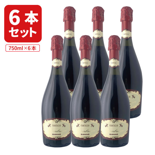 【6本セット送料無料】 ファンタジア ランブルスコ ロッソ 750ml×6本 ※北海道・九州・沖縄県は送料無料対象外 スパークリング 泡 イタリア 微発泡 やや甘口[T.1864.-.SE]