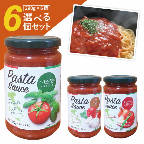 【選べる6個セット送料無料】パスタソース トマト&バジル、トマト&ガーリック、アラビアータ 290g×いずれか6個 ※北海道・九州・沖縄は送料無料対象外食品 パスタソース アラビアータ 瓶 [T.1320.10B.SE]のサムネイル