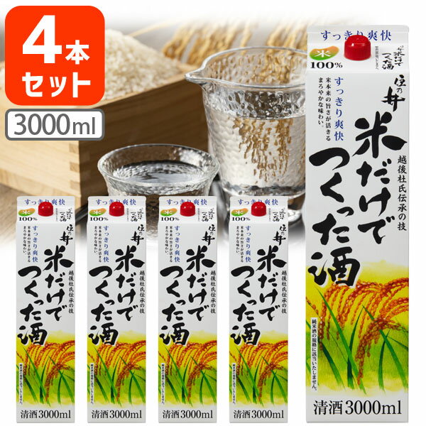 【4本セット送料無料】 住乃井 米だけでつくった酒 3000ml(3L)パック×4本 [1ケース] ※沖縄県は送料無料対象外 清酒 日本酒 すみのい [T.1824.5.SE]