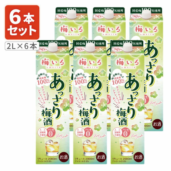 【6本セット送料無料】あっさり梅酒 2000ml(2L)×6本 ※沖縄県は送料無料対象外 オエノン あっさり 梅酒 梅酒パック うめしゅ [T.001.1755.10.SE]