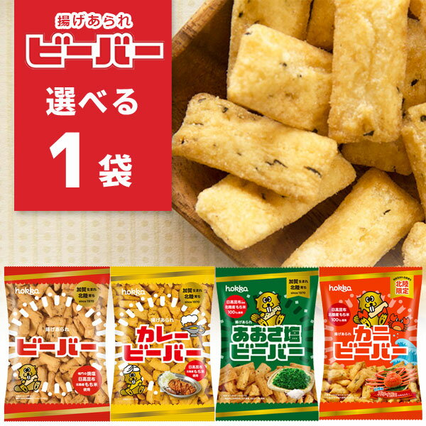 【メール便で送料無料(3cm)】 北陸製菓 ビーバー（ノーマル・カレー・あおさ塩・カニ） 65g×いずれか1袋 ※メール便配送揚げあられ 揚げ菓子 米菓子 [T.1377.10.SE]