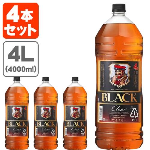 【送料無料】 アサヒ ニッカ ブラックニッカ クリア 37度 4000ml(4L)×4本 ※沖縄県は送料無料対象外 ウイスキー ジャパニーズウイスキー 国産ウイスキー Black NIKKA Clear 黒 [T.001.4596.1.SE]