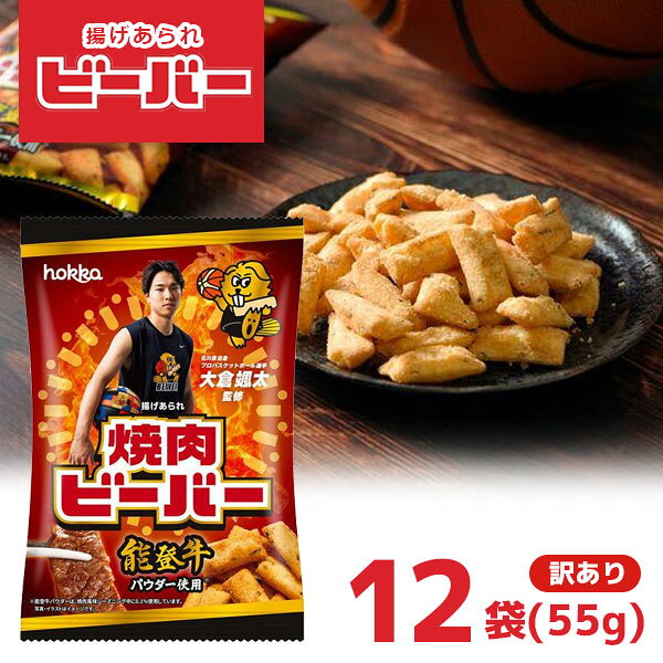 【賞味期限2026年9月】【1ケース（12袋）送料無料】 北陸製菓 焼肉ビーバー55g×1ケース（12袋） ※北海道・九州・沖縄県は送料無料対象外揚げあられ [T.1377.10.SE]
