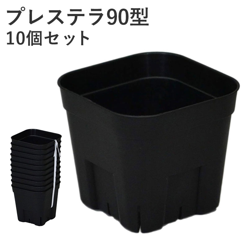 プレステラ90型 10個セット スリット鉢 育苗用 硬質ポット ブラック アガベ ハオルチア スリット 多肉植物 植物 園芸 ガーデニング 通気性 根がよく育つ 10個のサムネイル