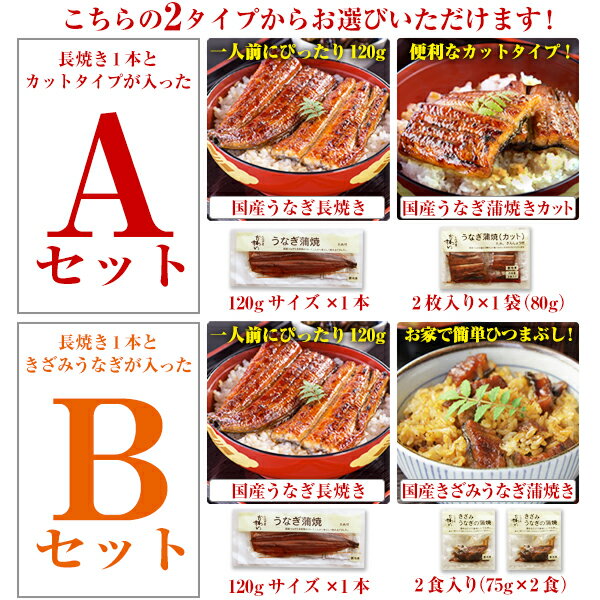 母の日ギフト仕様もご用意！国産うなぎ 選べる2種セット母の日 父の日 うなぎ ウナギ 鰻 蒲焼き 国内産 国産 土用の丑の日 ギフト お祝い 内祝い 冷凍食品