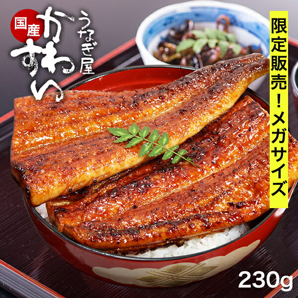 ＼メガサイズ限定販売／ うなぎ 国産 かわすい 冷凍 うなぎ蒲焼き メガサイズ 230g×1本 【うなぎ屋かわすい】 ウナギ 鰻 蒲焼き ひつまぶし 土用丑の日 土用丑 グルメ 食べ物 特大 超特大 大きいサイズ 誕生日プレゼント 内祝い お返し kawasui-10000478 うなぎ屋かわすい パッケージ画像