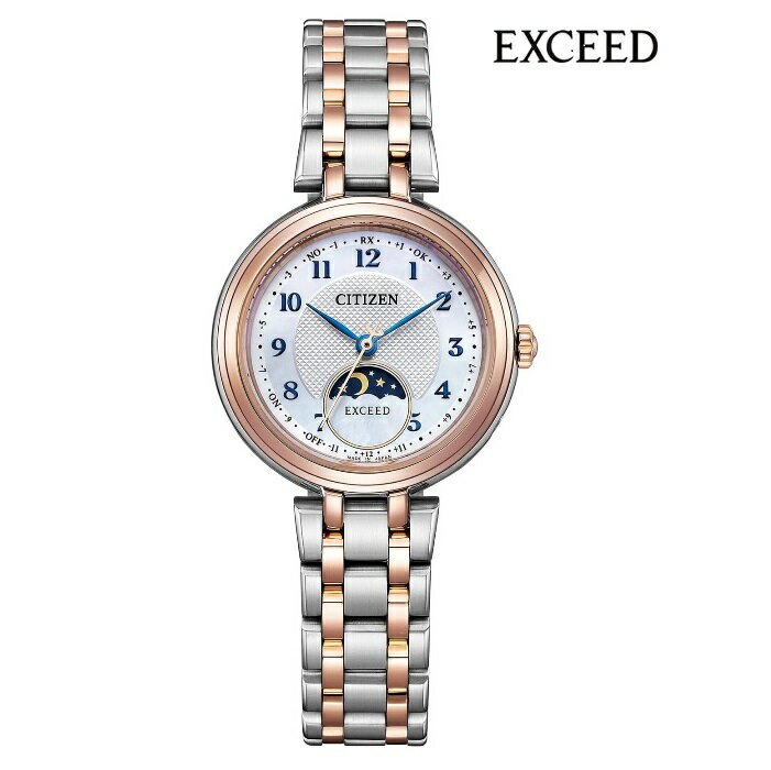 EXCEED - CITIZEN シチズン EXCEED エクシード EE1024-68Dエコ・ドライブ電波 レディス 腕時計 ウォッチ 時計 シルバー色 ピンクゴールド色 金属ベルト 国内正規品 メーカー保証付 誕生日プレゼント 女性 ギフト ブランド おしゃれ 送料無料