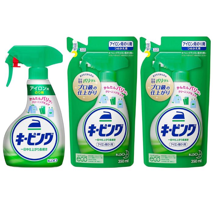 花王(Kao) アイロン用キーピング 衣料用のり剤 ハンディスプレー 400ml×1個＋つめかえ用 350ml×2個
