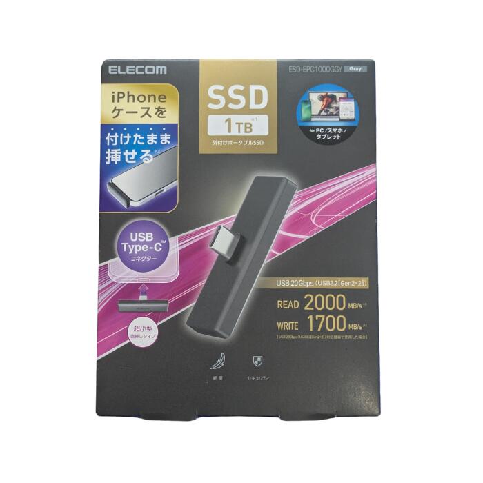 ELECOM エレコム ESD-EPC1000GGY [グレー] 1TB 外付けポータブルSSD USB Type-c