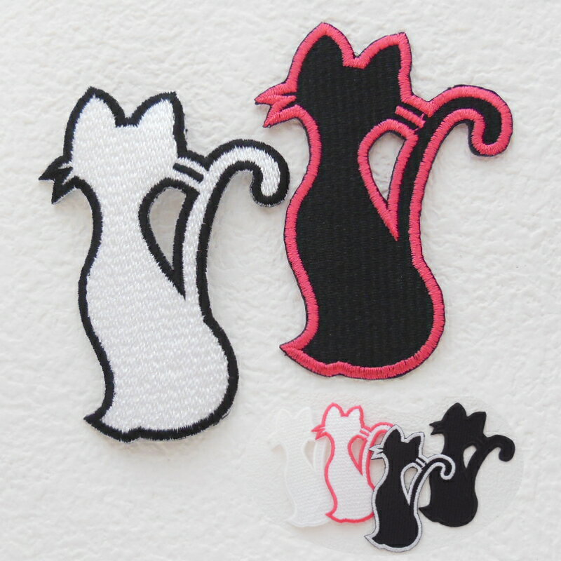 ★6色から選べます★シルエットねこワッペン（Lサイズ）【1枚のお値段】【アイロンで簡単につきます】