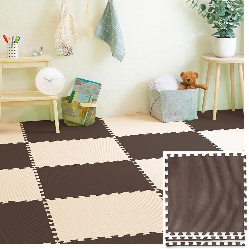 アイリスプラザ ジョイントマット 大判 60cm 10mm カラーマット 防音 傷防止 ペット 赤ちゃん PEJTM-601 ブラウン 60×60 4枚セット