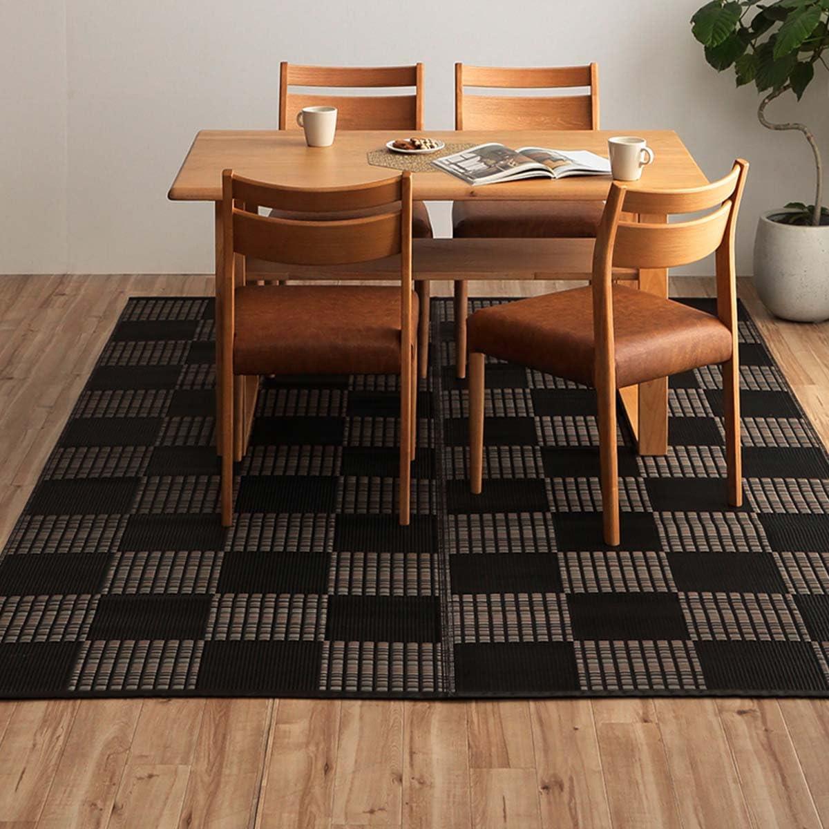 イケヒコ ラグ カーペット 畳 マット 肌触りが良い 正方形 国産 日本製 ウィード PP ブラック 江戸間4...