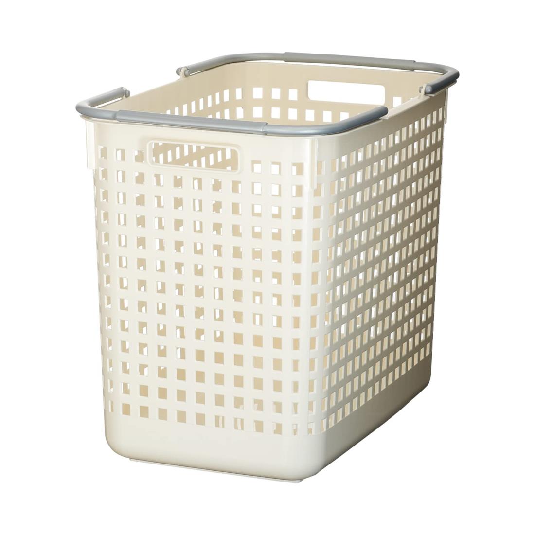 ライクイット(like-it) 洗濯カゴ 持ち手付き バスケット L 約幅31 奥47.5 高39.3cm ホワイト 日本製 SCB-5 ランドリー収納