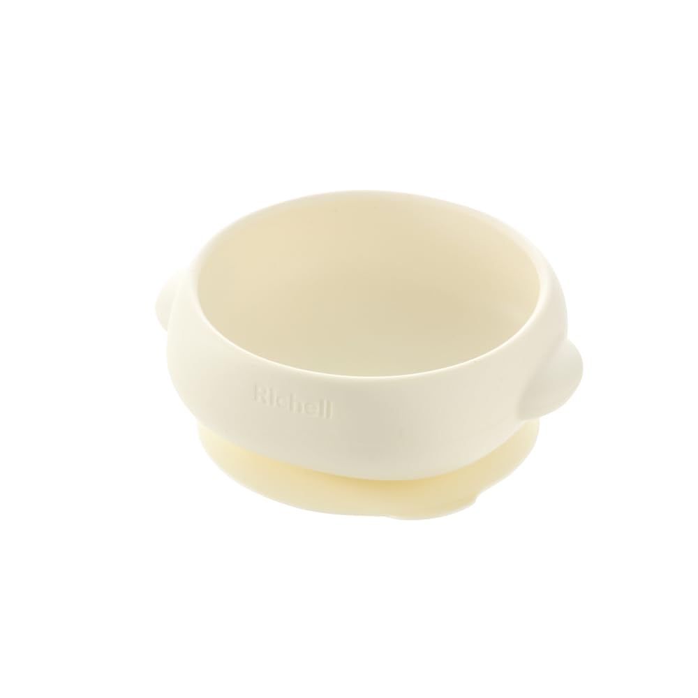 リッチェル(Richell) トライ すくいやすいシリ コーンボウル アイボリー 120668 ベビー 赤ちゃん 7カ月頃 シリコン すくいやすい ボウル 食洗機 電子レンジ 消毒可 ひっくり返らない シンプル 持ち手付 吸盤付 おしゃれ プラチナシリコン