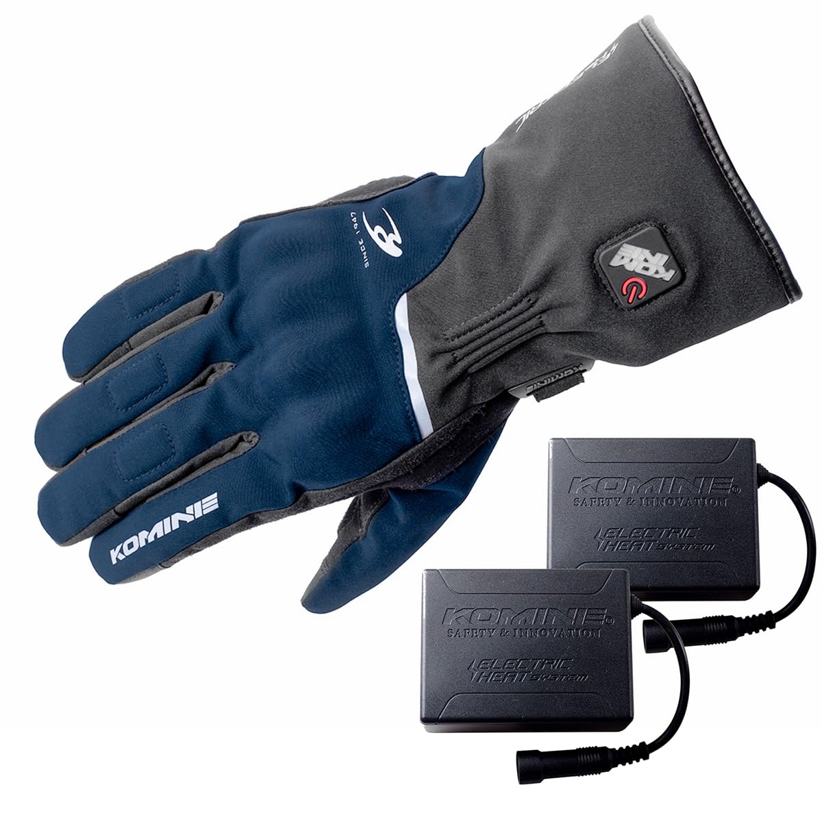 コミネ(KOMINE) バイク用 グローブ 08-2175 EK-2175 プロテクトエレクトリックヒートグローブ セット Navy M