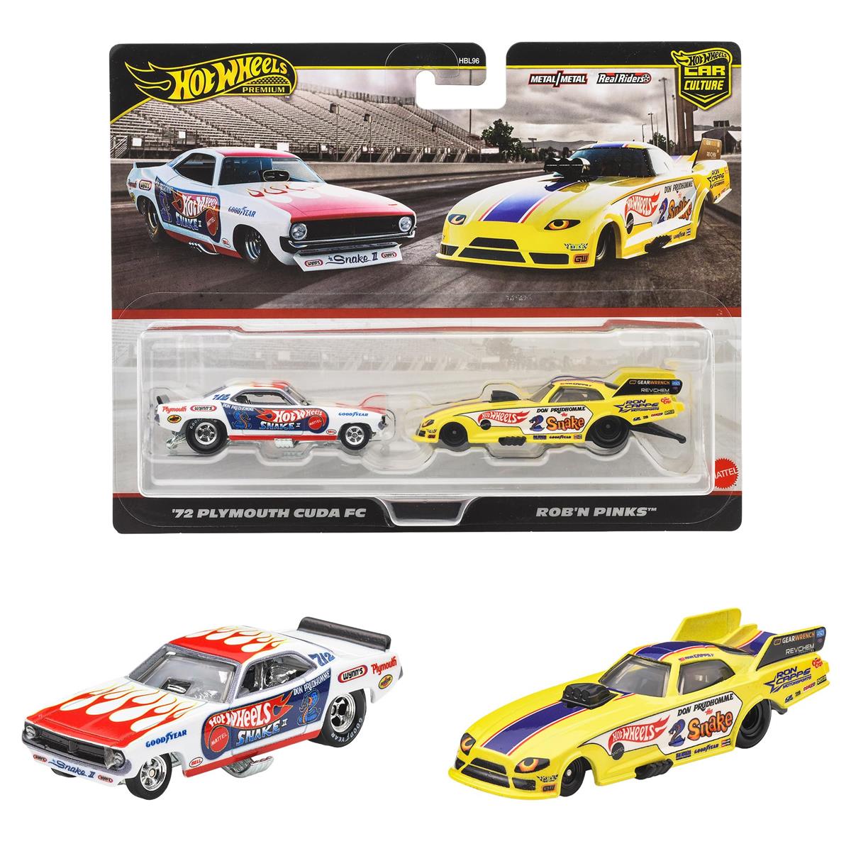 ホットウィール(Hot Wheels) プレミアム 2パック ’72 プリムス クーダ FC/ロブ・ン・ピンクス 乗り物お..