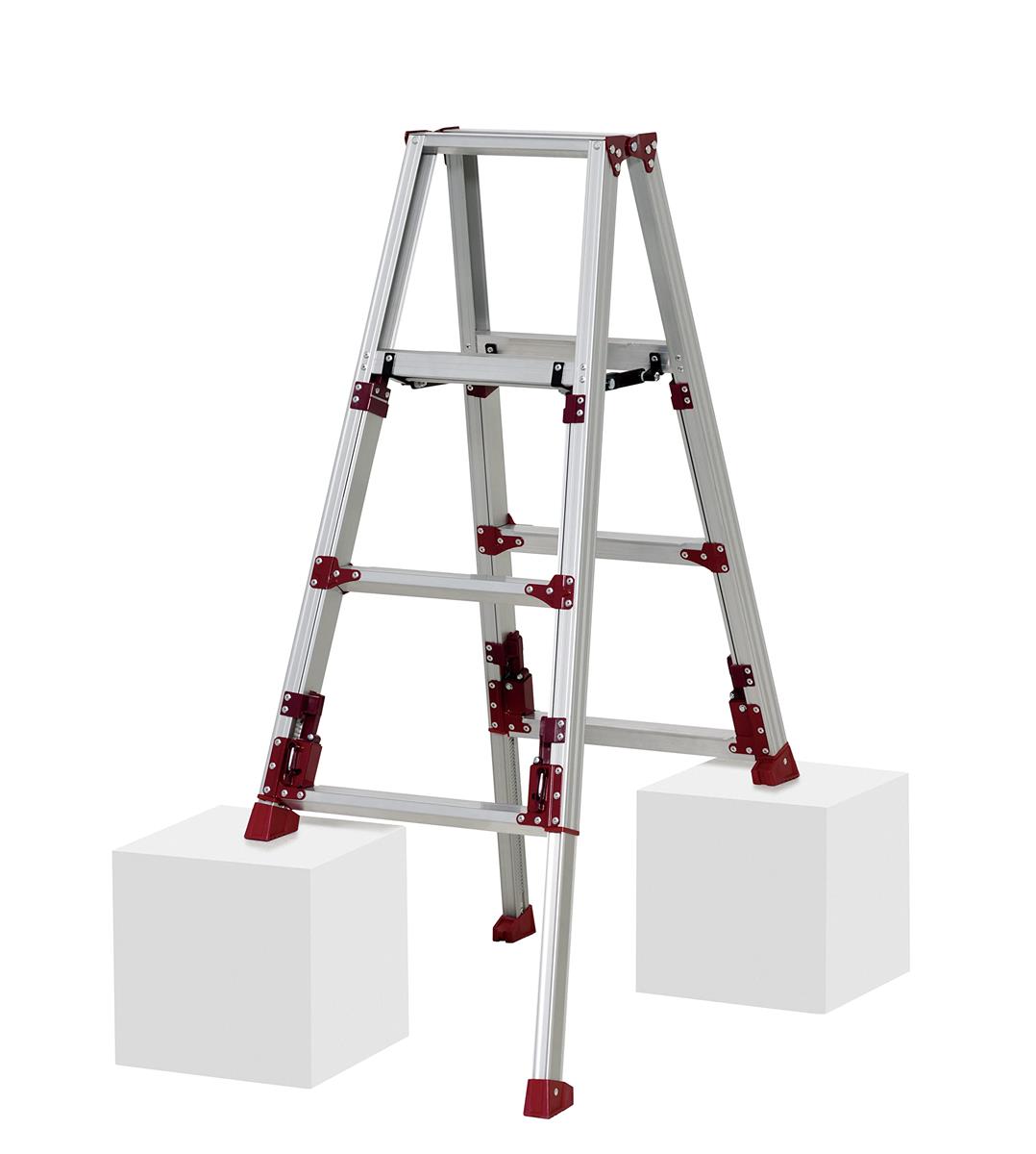 ピカ(PiCa) ピカコーポレイション 脚立 伸縮 スタッピー 四脚アジャスト式 上部操作タイプ 4段 4尺 (0.94~1.25m) アルミニウム シルバー SXJ-120A