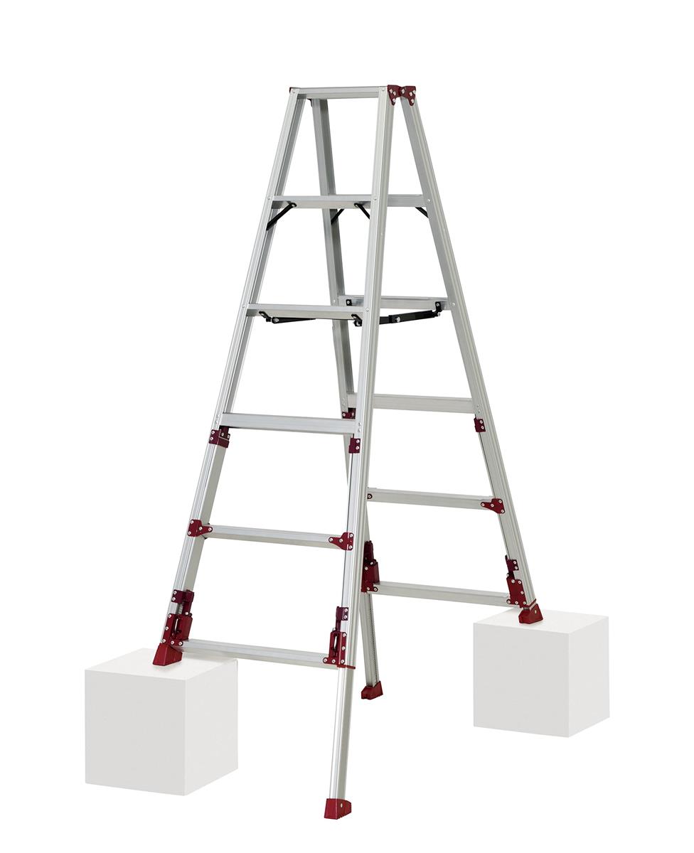 ピカ(PiCa) ピカコーポレイション 脚立 伸縮 スタッピー 四脚アジャスト式 上部操作タイプ 6段 6尺 (1.53~1.84m) アルミニウム シルバー SXJ-180A