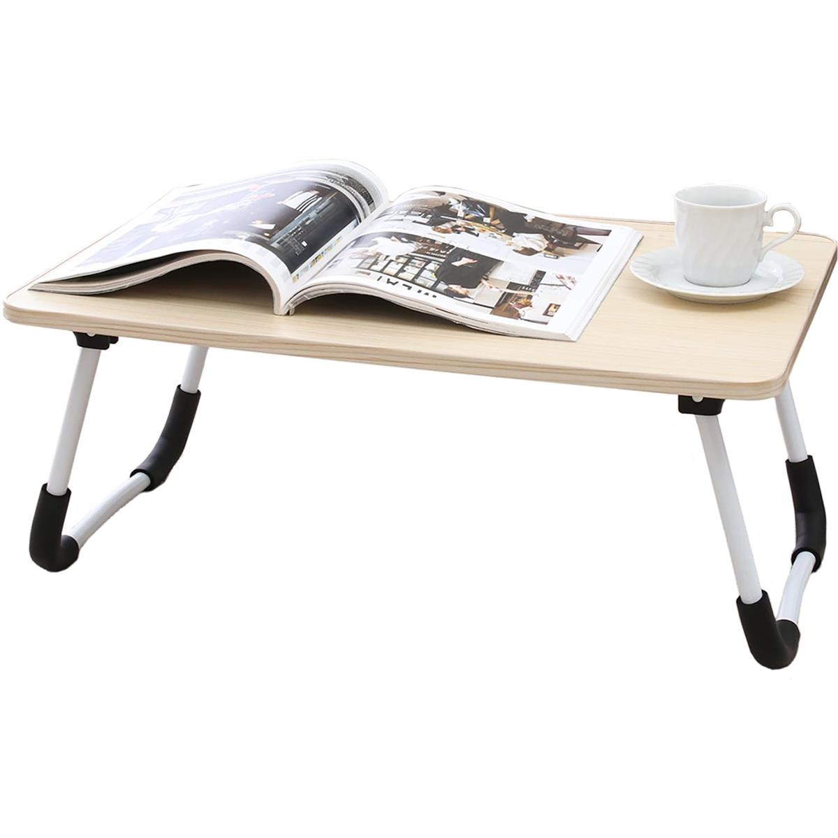 不二貿易 ミニテーブル 幅64.5×奥行40×高さ26.5cm ナチュラル 木目 折りたたみ 軽量 ソファ ベッド 滑..