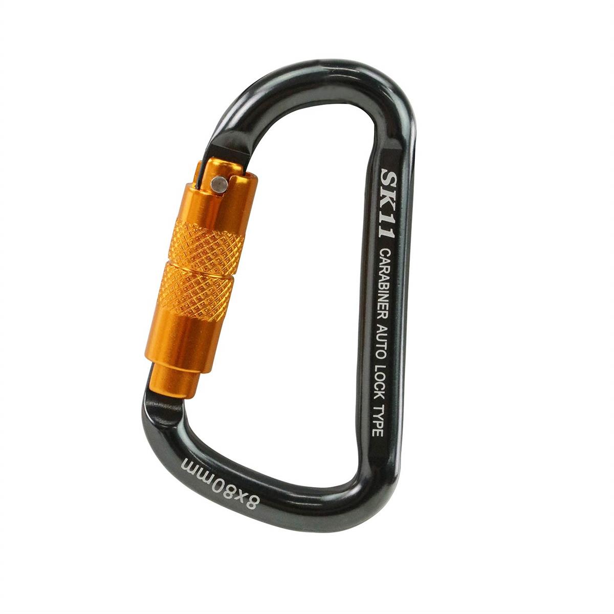 SK11(エスケー11) オートロックカラビナ 8×80mm ブラック SALC-880BK