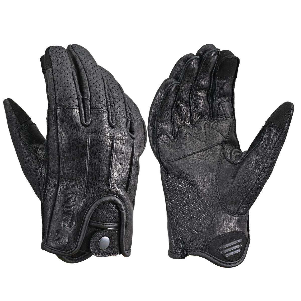デイトナ(Daytona) バイク グローブ 革(ヤギ革) 冬夏秋春 スマホ対応 スナップボタン ドリーミー レザーグローブ DG-021 ブラック Lサイズ 61772