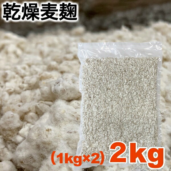 乾燥 麦麹 2kg ( 1kg×2袋 生麹 換算約2660g分 ) 長崎・佐賀県産の 七分搗き 大麦 使用 麹菌 味噌 作り 麹 発酵器 で 簡単 もろみ 醤油麹 こうじ 酵素 糀 麦味噌 合わせ味噌 などに 乾燥麦麹のラインナップはこちら！ ・乾燥麦麹 250g×2個 （合計500g）・乾燥麦麹 250g×3個 （合計750g）・乾燥麦麹 250g×4個 （合計1000g）・乾燥麦麹 750g・乾燥麦麹 1000g・乾燥麦麹 1000g×2個 （合計2kg）・乾燥麦麹 業務用3kg・乾燥麦麹 業務用5kg・乾燥麦麹 業務用8kg・乾燥麦麹 業務用10kg以上〜 ☆人気！！お味噌作りセットもあります☆ 川添酢造の味噌作りセットはこちら 長崎県、佐賀県産の七分搗き胚芽大麦を、昔ながらの「もろぶた」造りで麦麹にしました。保存性を良くするために乾燥させてあります。 約25％乾燥させていますので、乾燥麦麹1000gに対し、330mlの水を混ぜてしばらく待つと、生麹約1330g分になります。乾燥麦麹のままでも使用できますし、生麹として使用したい場合は水戻しすると分量が分かりやすいです。お味噌作りはもちろんのこと、いろいろな事に使っていただければ嬉しいです♪商品名：乾燥麦麹2000g内容量：2000g賞味期限：約2ヶ月 保存方法：常温（可能ならば冷蔵庫推奨）乾燥 麦麹 2kg ( 1kg×2袋 生麹 換算約2660g分 ) 長崎・佐賀県産の 七分搗き 大麦 使用 麹菌 味噌 作り 麹 発酵器 で 簡単 もろみ 醤油麹 こうじ 酵素 糀 麦味噌 合わせ味噌 などに