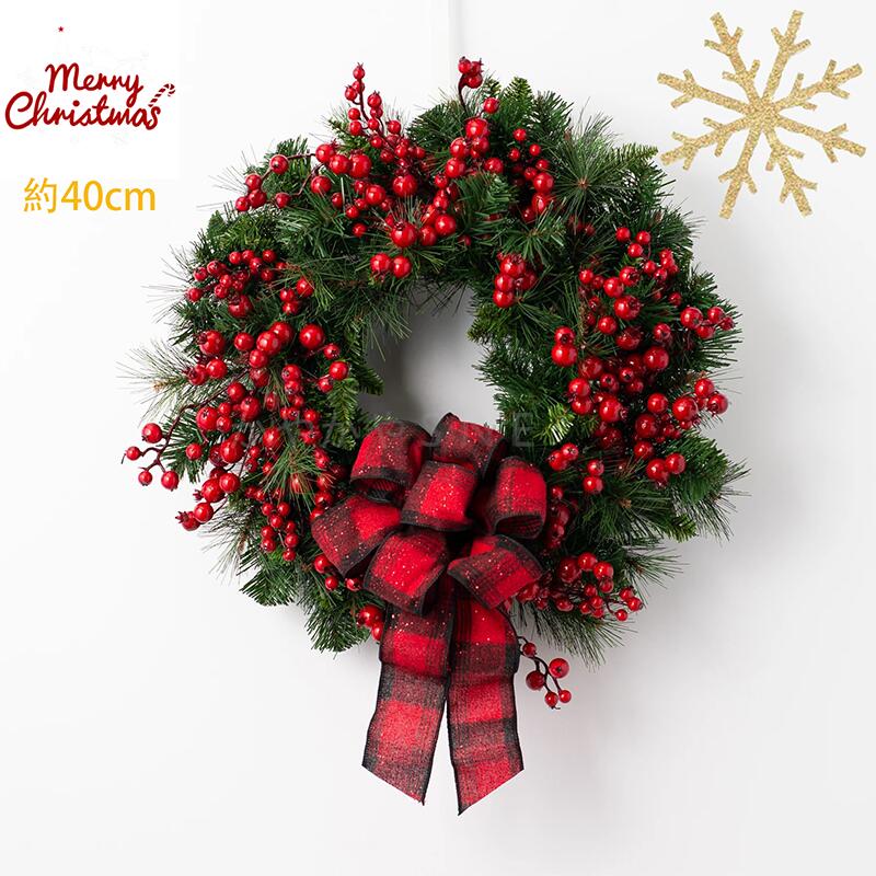 クリスマスリース リース 玄関 天然素材 直径40cm LEDイルミネーション 北欧 おしゃれ ナチュラル 造花 飾り 秋 冬 クリスマス ギフト インテリア ...