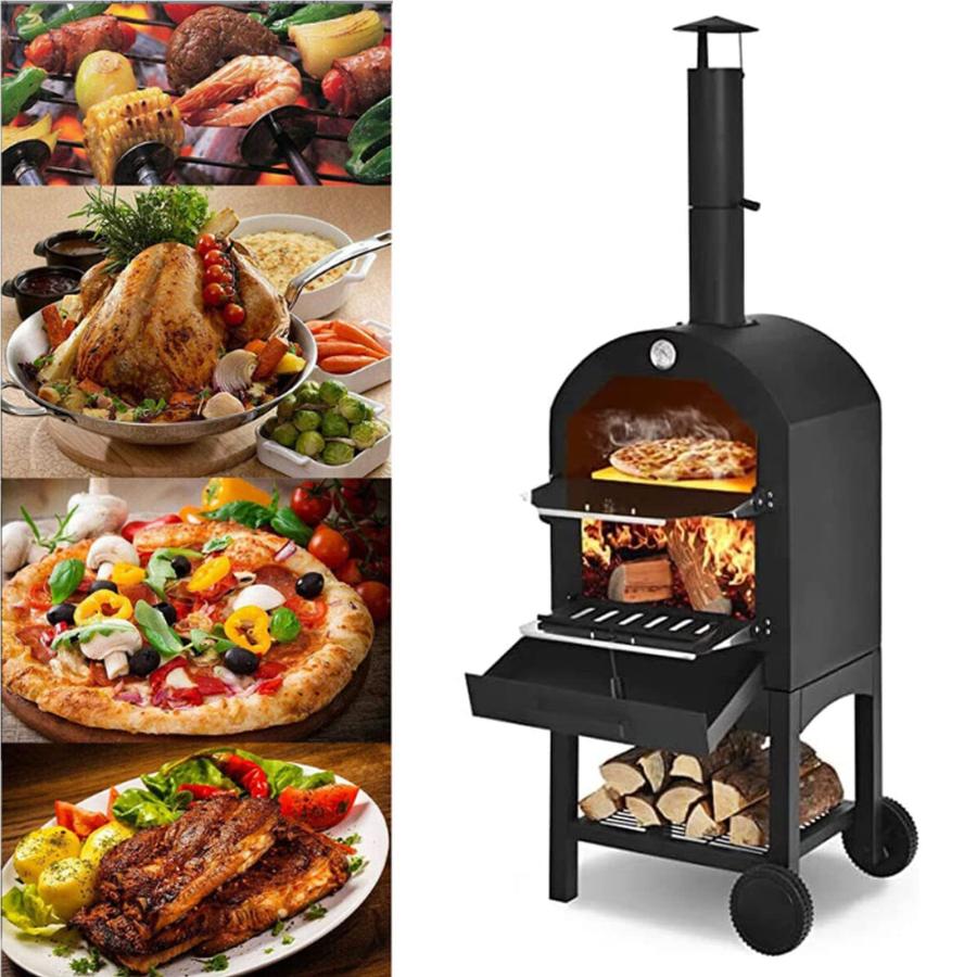 【薪焼きピザオーブン】屋外ピザオーブンは単なるピザパンではありません。ピザオーブンを使用して、パンを焼いたり、肉や魚をグリルしたりできます。 注: 無垢材または木炭を燃料として使用しますが、ピザには木材を使用する必要があります (オークなどの乾燥した硬材をお勧めします)。【正確な温度制御】当社の薪焼きピザ オーブンは、5 分で 900°F / 482°C (木の量によって異なります) に達することができますが、新鮮な石で焼いたピザは 6 ? 7 分しかかかりません。 内蔵の温度計により、調理中の温度レベルを把握できます【多機能アウトドアピザオーブン】: この優れたピザメーカーは、パーティー、家族の集まり、バーベキュー、アウトドアキャンプに最適です。 オーブンストーンの下にあるエナメル線は、チキン、ビーフ、ペパロニピザ、グルメステーキ、ハンバーガー、焼き魚などにも直接使用できます。【人間化されたデザイン】: 人間工学に基づいたハンドル、持ちやすく、断熱されています。 屋外のピザ オーブンには、オーブンを簡単に移動できる 2 つの頑丈な車輪が装備されています。【薪焼きピザオーブン】屋外ピザオーブンは単なるピザパンではありません。ピザオーブンを使用して、パンを焼いたり、肉や魚をグリルしたりできます。 注: 無垢材または木炭を燃料として使用しますが、ピザには木材を使用する必要があります (オークなどの乾燥した硬材をお勧めします)。【正確な温度制御】当社の薪焼きピザ オーブンは、5 分で 900°F / 482°C (木の量によって異なります) に達することができますが、新鮮な石で焼いたピザは 6 ? 7 分しかかかりません。 内蔵の温度計により、調理中の温度レベルを把握できます【多機能アウトドアピザオーブン】: この優れたピザメーカーは、パーティー、家族の集まり、バーベキュー、アウトドアキャンプに最適です。 オーブンストーンの下にあるエナメル線は、チキン、ビーフ、ペパロニピザ、グルメステーキ、ハンバーガー、焼き魚などにも直接使用できます。【人間化されたデザイン】: 人間工学に基づいたハンドル、持ちやすく、断熱されています。 屋外のピザ オーブンには、オーブンを簡単に移動できる 2 つの頑丈な車輪が装備されています。