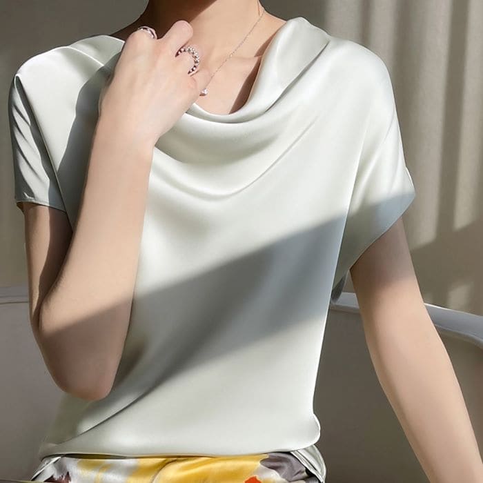 ドレープネック ブラウス レディース 半袖 春夏 トップス 上品 カジュアル 通勤 旅行 女子会 お出かけ 母の日 プレゼント 30代 40代 50代 60代 シニア オシャレ 15881 kayakayasne-10033388 かやかやSNE パッケージ画像