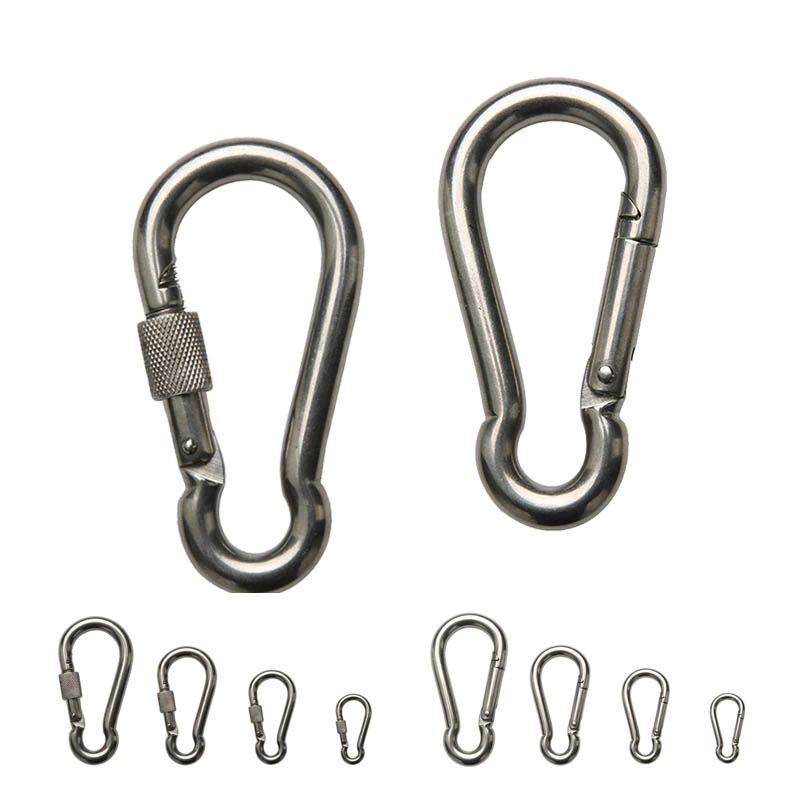 カラビナ ステンレス スプリング フック 4個セット5mm 6mm 8mm 10mm ネジ式 大きい サイズ 強力 スナップ 金具   1.カラビナ 4個 セット 　サイズ：5mm 6mm 8mm 10mm ロック付きとロック無し2種類があります。 2.優れた耐食性のステンレス製、耐候性。錆が出ない、安全で信頼できます。水の中でも自由に使えます。カラビナ ステンレス スプリングフック キーホルダー アウトドア トレッキング キャンプ 登山 釣り あらゆる場面で大活躍。 3.安全性能を持ち、ワンタッチで取り付け簡単です、押すだけ・ネジ式で使える設計は誰でも使える。サビなど耐食性に優れるステンレス製です。 4.荷物の固定や、バック類に鍵などを引っ掛けたりと様々な場面でのジョイントにご使用いただけます。アウトドアキャンプ、ハイキング、釣り、ロープの接続。日常生活のキーチェーン、犬や猫のベルトフックとしてもご使用いただけます。 5.強度範囲以内でご使用ください。 生産地：中国 ご注意：ご利用のモニター環境により、色合いが異なって見える場合がございます。送料について、全国送料無料になります。ただし、北海道は800円、沖縄は1500円の追加をいただきますが、ご了承のうえご注文ください。カラビナ ステンレス スプリング フック 4個セット5mm 6mm 8mm 10mm ネジ式 大きい サイズ 強力 スナップ 金具   1.カラビナ 4個 セット 　サイズ：5mm 6mm 8mm 10mm ロック付きとロック無し2種類があります。 2.優れた耐食性のステンレス製、耐候性。錆が出ない、安全で信頼できます。水の中でも自由に使えます。カラビナ ステンレス スプリングフック キーホルダー アウトドア トレッキング キャンプ 登山 釣り あらゆる場面で大活躍。 3.安全性能を持ち、ワンタッチで取り付け簡単です、押すだけ・ネジ式で使える設計は誰でも使える。サビなど耐食性に優れるステンレス製です。 4.荷物の固定や、バック類に鍵などを引っ掛けたりと様々な場面でのジョイントにご使用いただけます。アウトドアキャンプ、ハイキング、釣り、ロープの接続。日常生活のキーチェーン、犬や猫のベルトフックとしてもご使用いただけます。 5.強度範囲以内でご使用ください。 生産地：中国 ご注意：ご利用のモニター環境により、色合いが異なって見える場合がございます。送料について、全国送料無料になります。ただし、北海道は800円、沖縄は1500円の追加をいただきますが、ご了承のうえご注文ください。