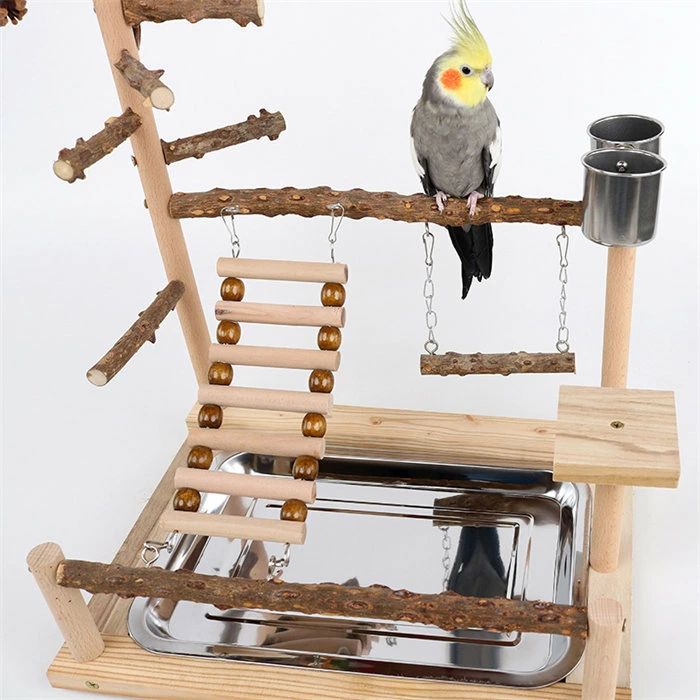 【高さ約45cm】インコ 遊び場 三層 バード アスレチック 玩具 スタンド 止まり木 ...