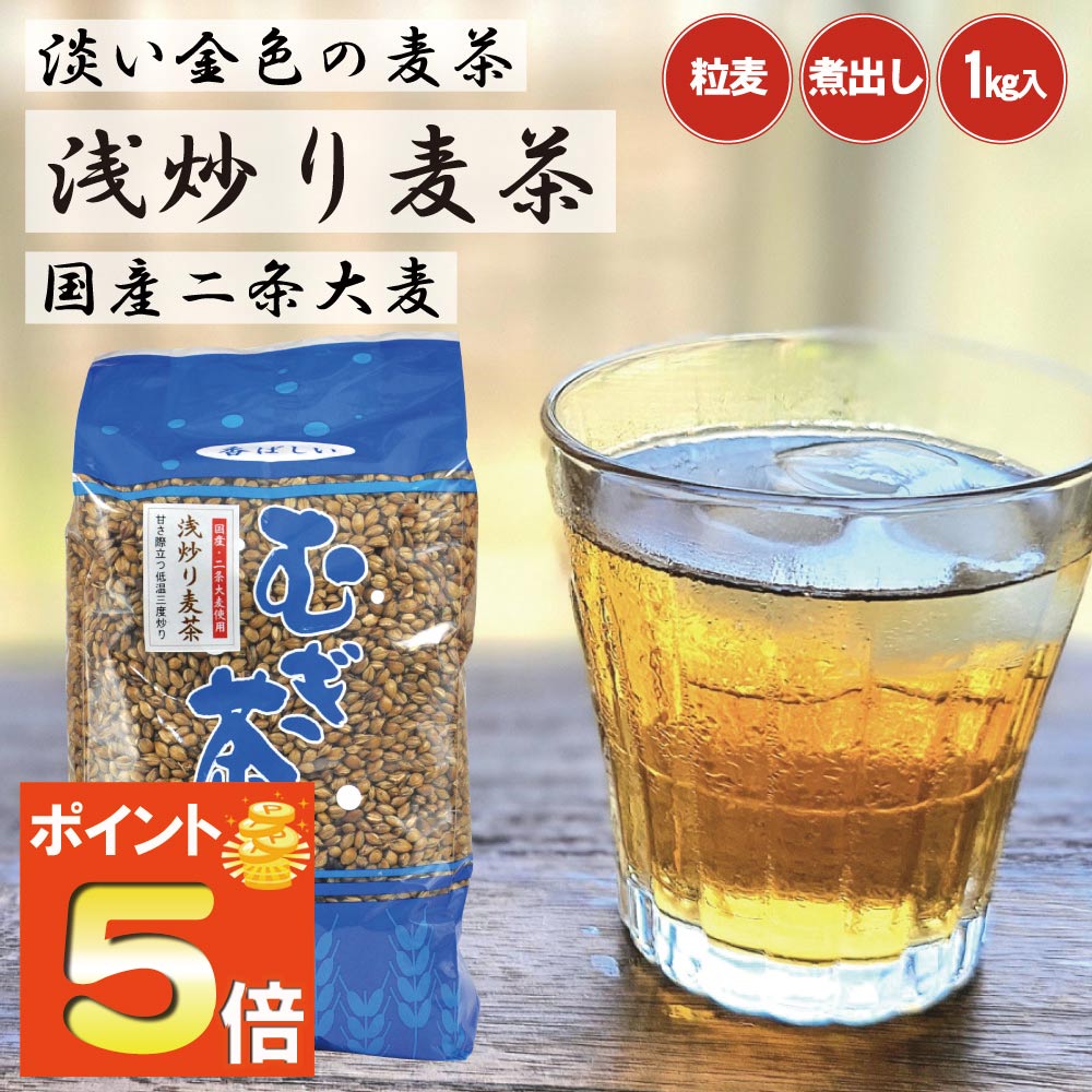 Rakuten - 【期間限定P5倍】＼個購入で50円OFFクーポン／浅炒り麦茶 1kg 粒麦 煮出し用 ノンカフェイン ヤギショー