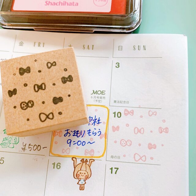 Rakuten - 【バレットジャーナル】丸い形のリボン模様　スタンプ りぼん リボン 模様 はんこ かわいい ゴム印 バレットジャーナル メモ