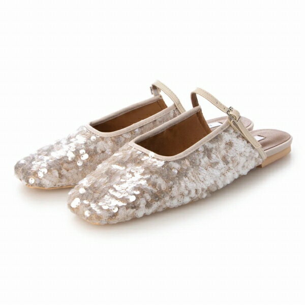 40%OFF【 EVOL 】 イーボル スパンコール ソフトスクエア フラット ミュール サンダル 春夏秋 レディース [IW5381-BGC]